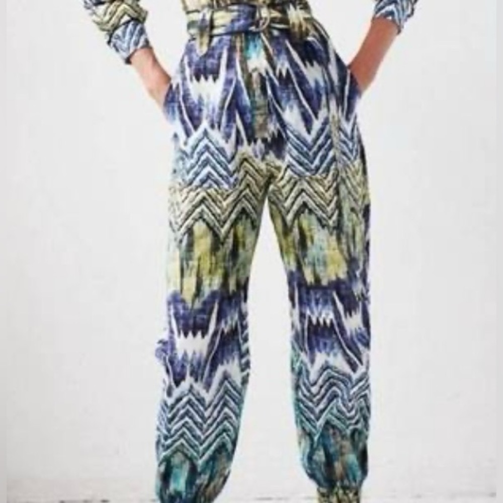 Chufy Calvi blue 100% silk designer luxury flowy pants size small
